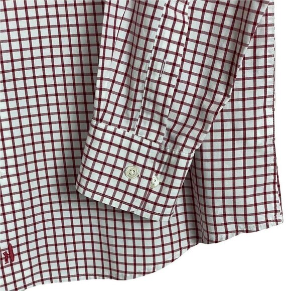 Johnnie-O- Red White Windowpane Plaid Size M Button Up Shirt - Picture 6 of 9